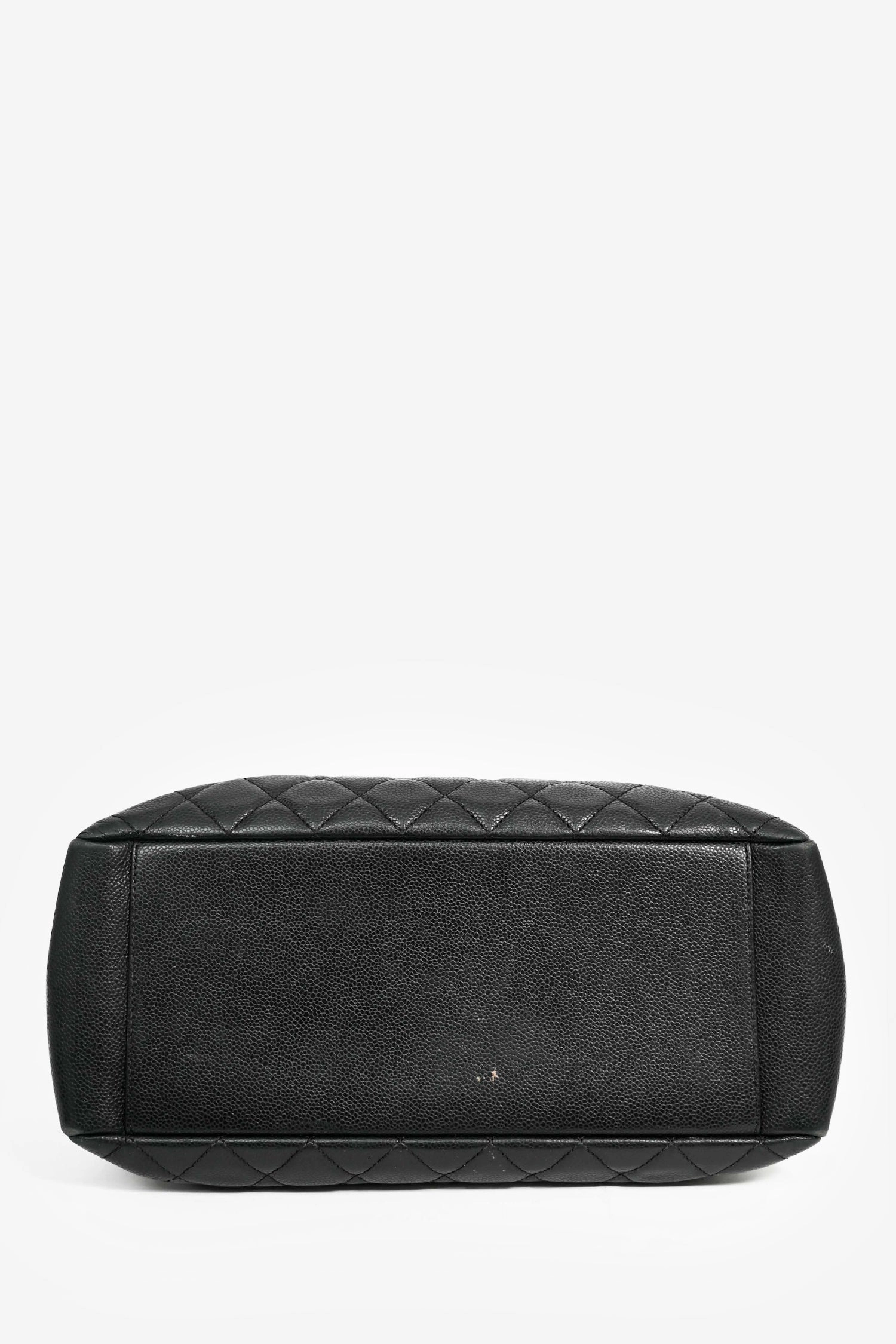 Chanel 2014 Black Caviar Leather Quilted CC Tote Bag (As Is)