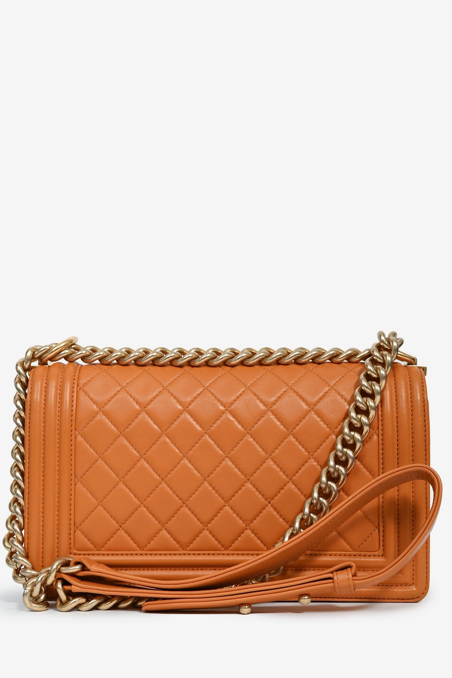 Chanel 2016-17 Orange Quilted Lambskin Medium Boy Bag