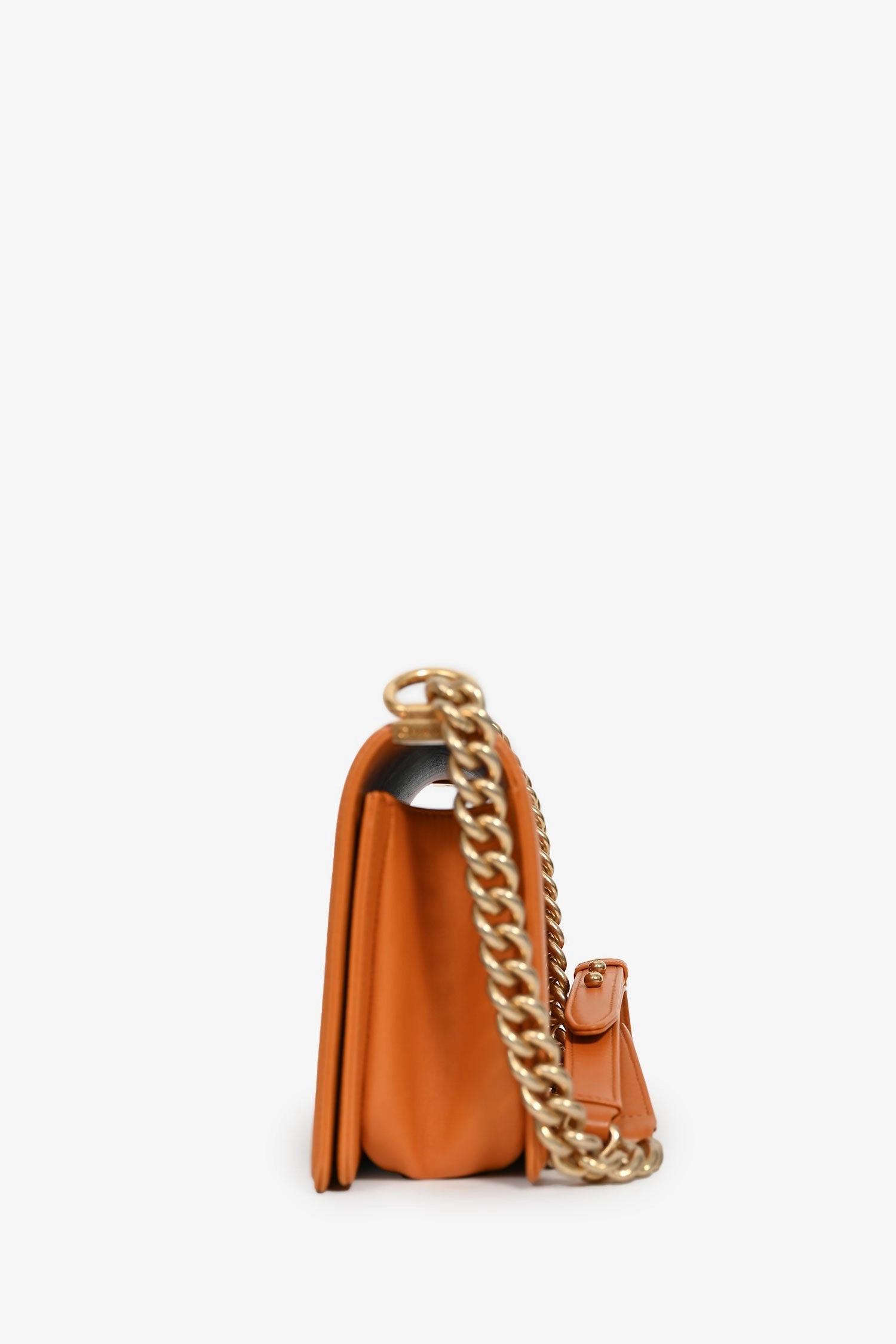 Chanel 2016-17 Orange Quilted Lambskin Medium Boy Bag