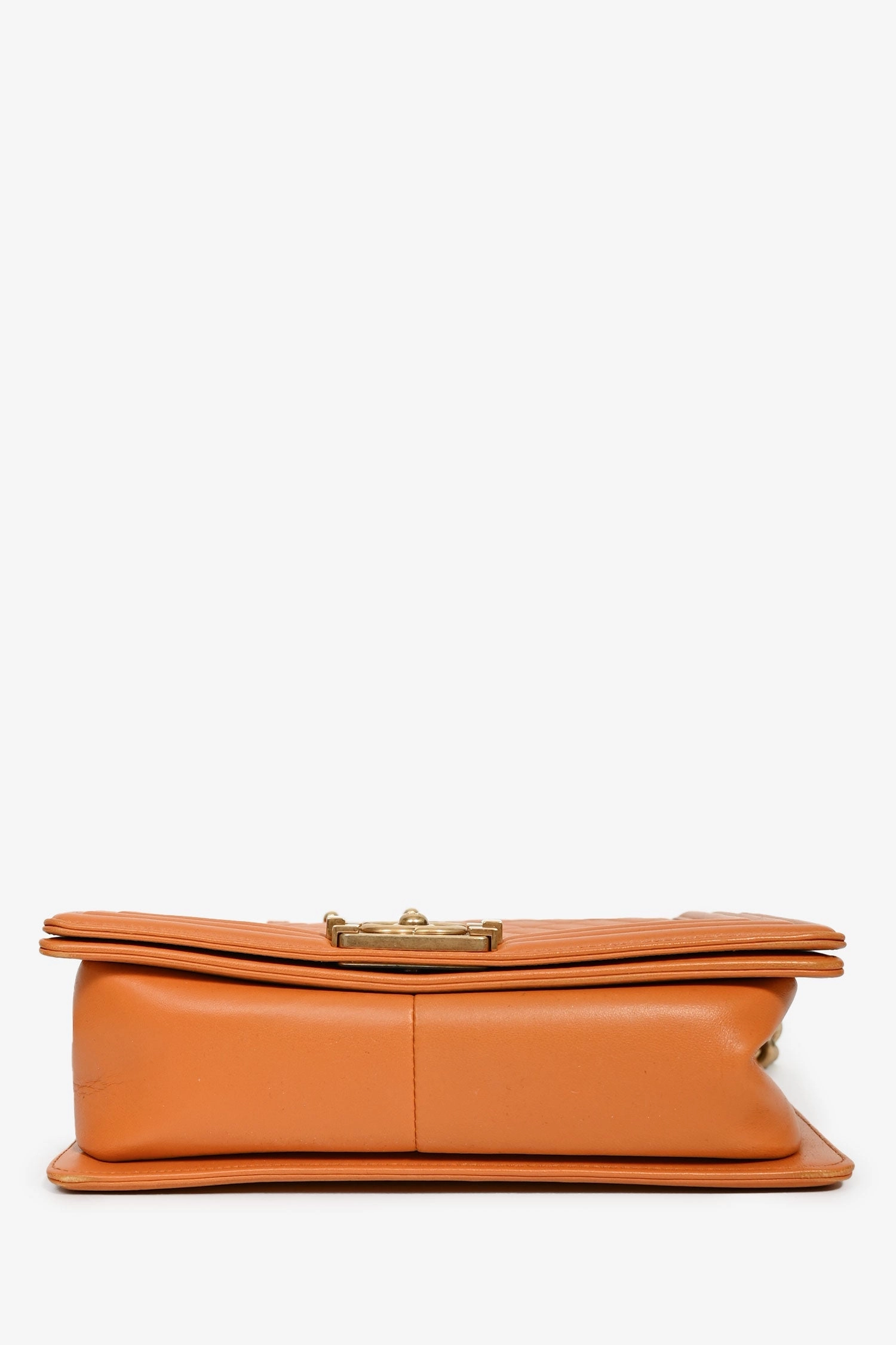 Chanel 2016-17 Orange Quilted Lambskin Medium Boy Bag