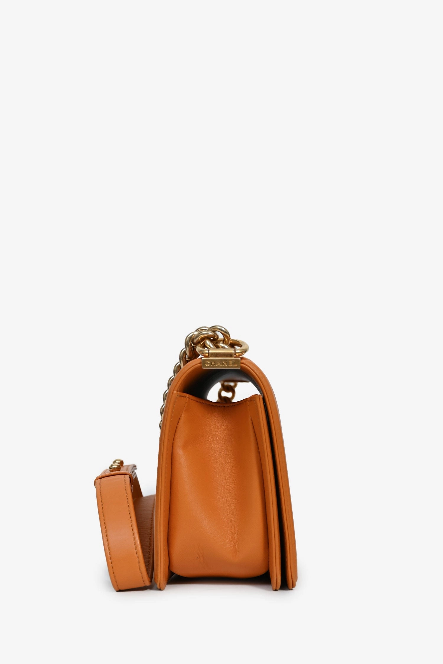 Chanel 2016-17 Orange Quilted Lambskin Medium Boy Bag