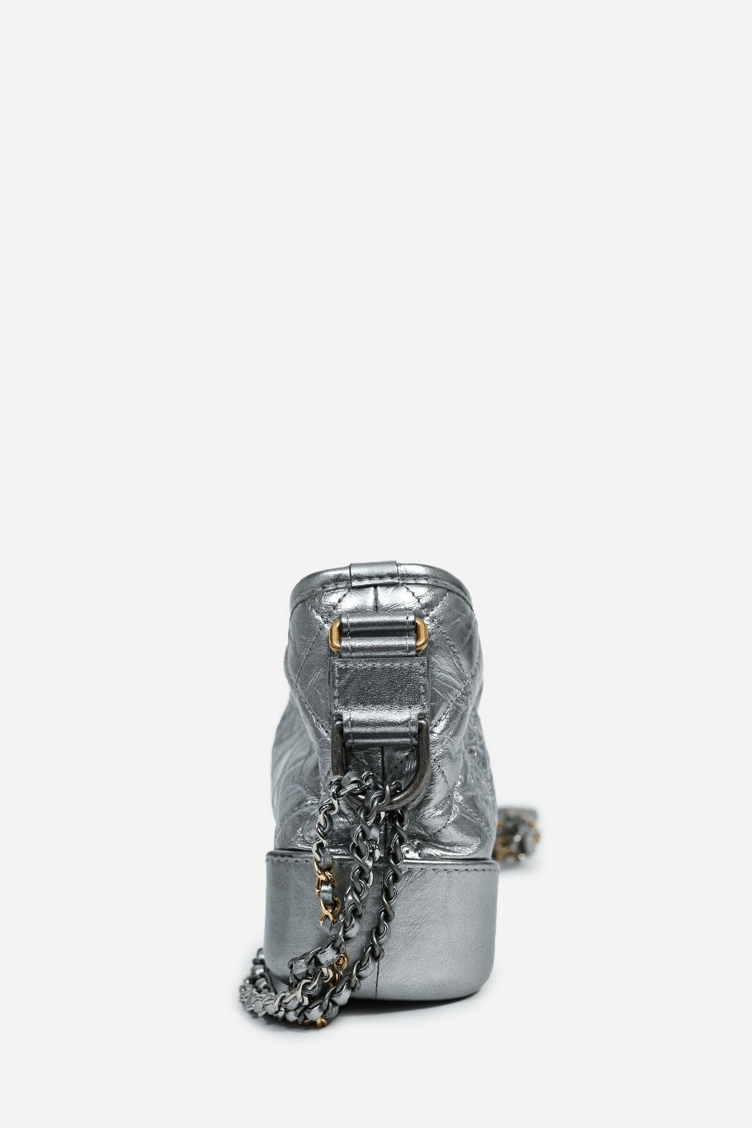 Chanel 2017-18 Silver Calfskin Small Gabrielle Hobo Multi-Chain Bag (As Is)