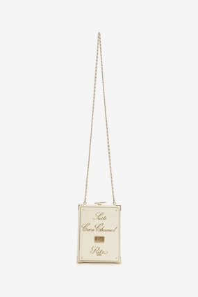Chanel 2017-18 White Lambskin Paris-Cosmopolite Coco In Ritz Clutch with Chain