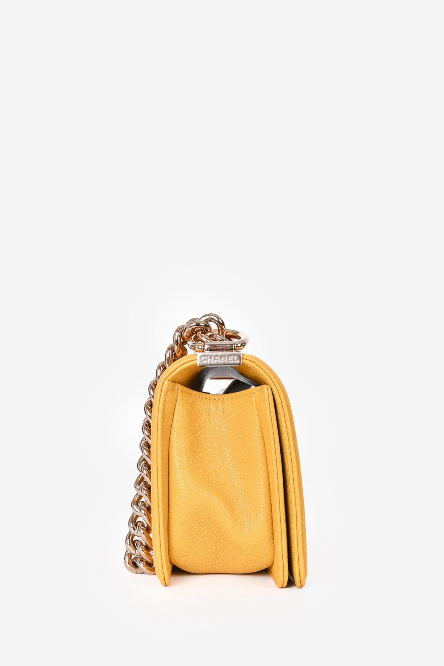 Chanel 2019/20 Yellow Caviar Leather Small Boy Bag