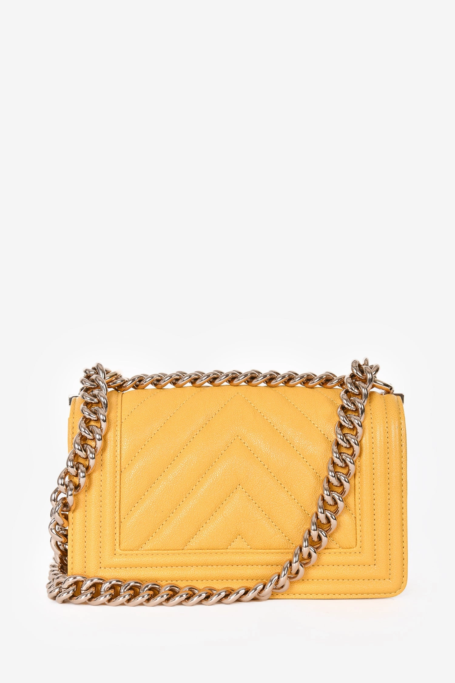 Chanel 2019/20 Yellow Caviar Leather Small Boy Bag