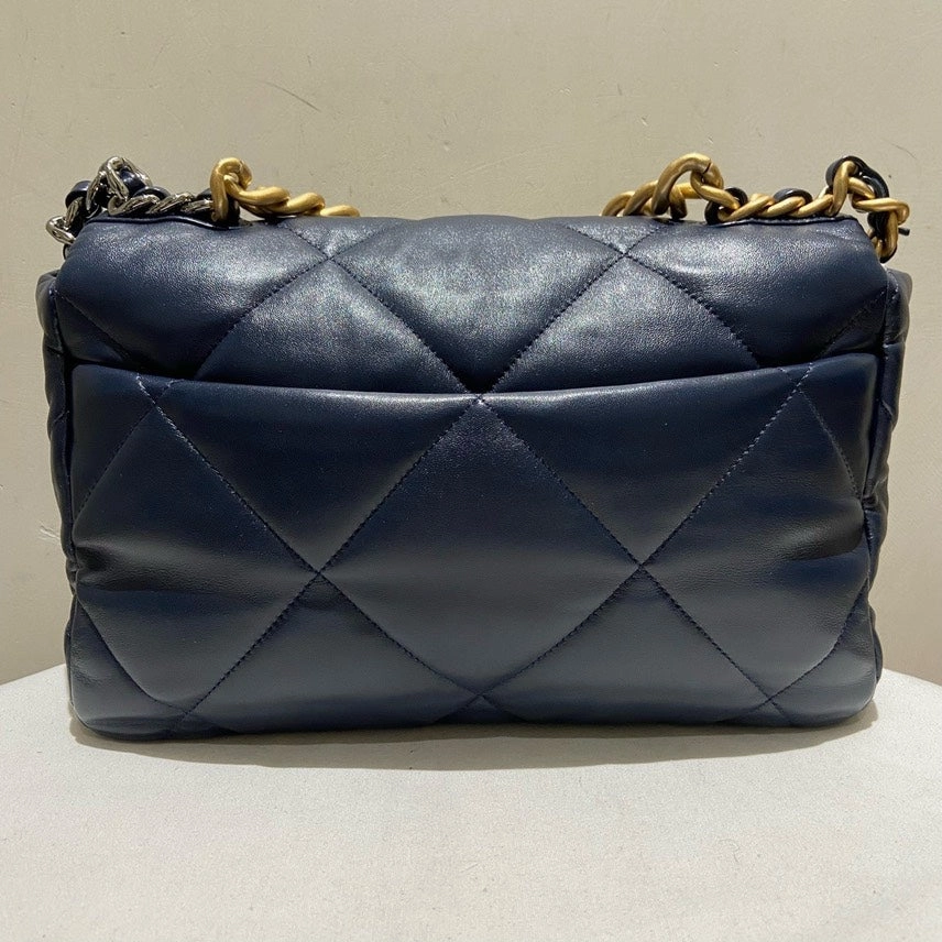 Chanel 21P 19bag Large Navy Leather Shoulder Bag