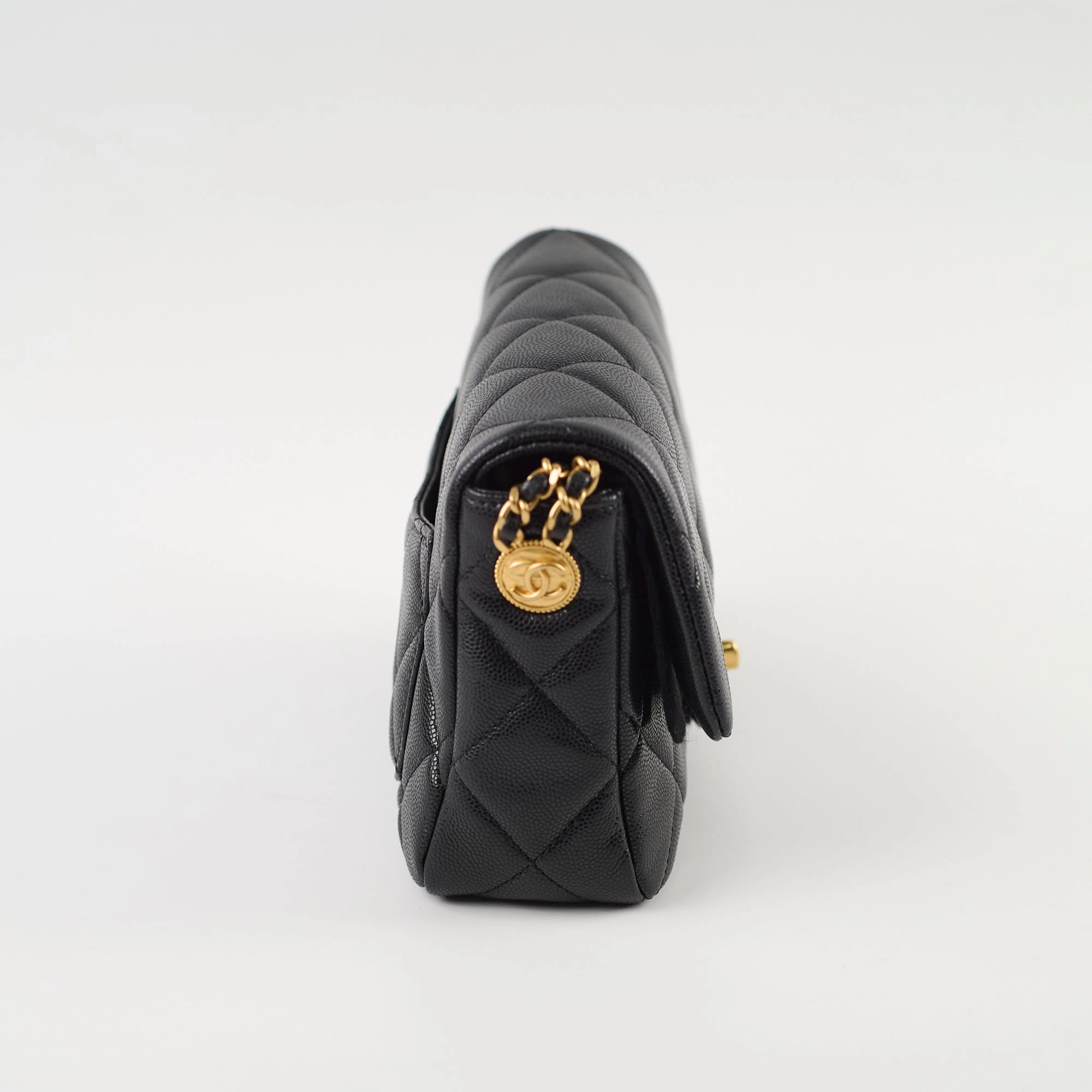 Chanel 22A Mini Flap bag with Gold Coins Double Chain Strap (microchip)