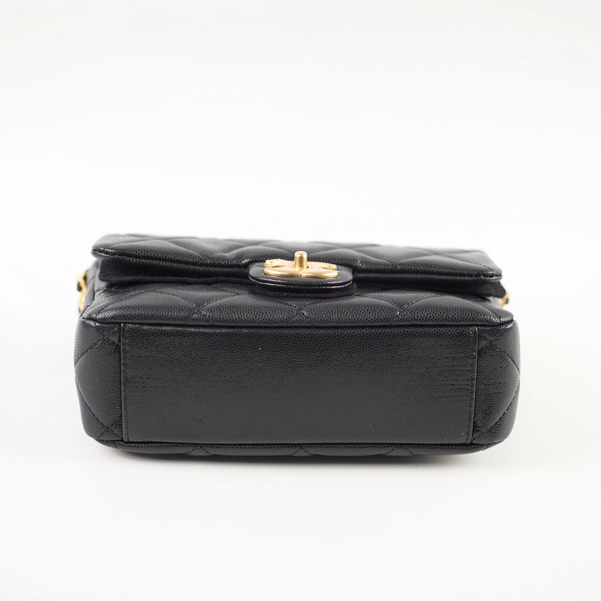 Chanel 22A Mini Flap bag with Gold Coins Double Chain Strap (microchip)