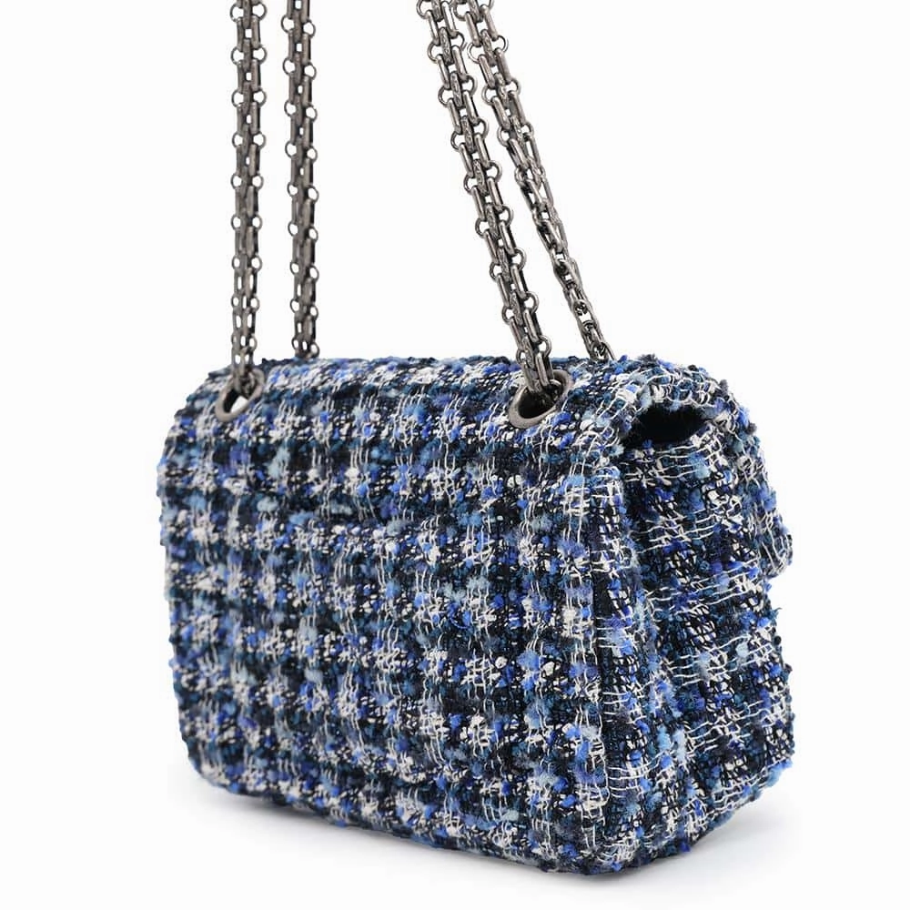 CHANEL 2.55 ChainShoulder Bag BlueAS0874 Tweed Size Mini