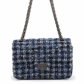CHANEL 2.55 ChainShoulder Bag BlueAS0874 Tweed Size Mini