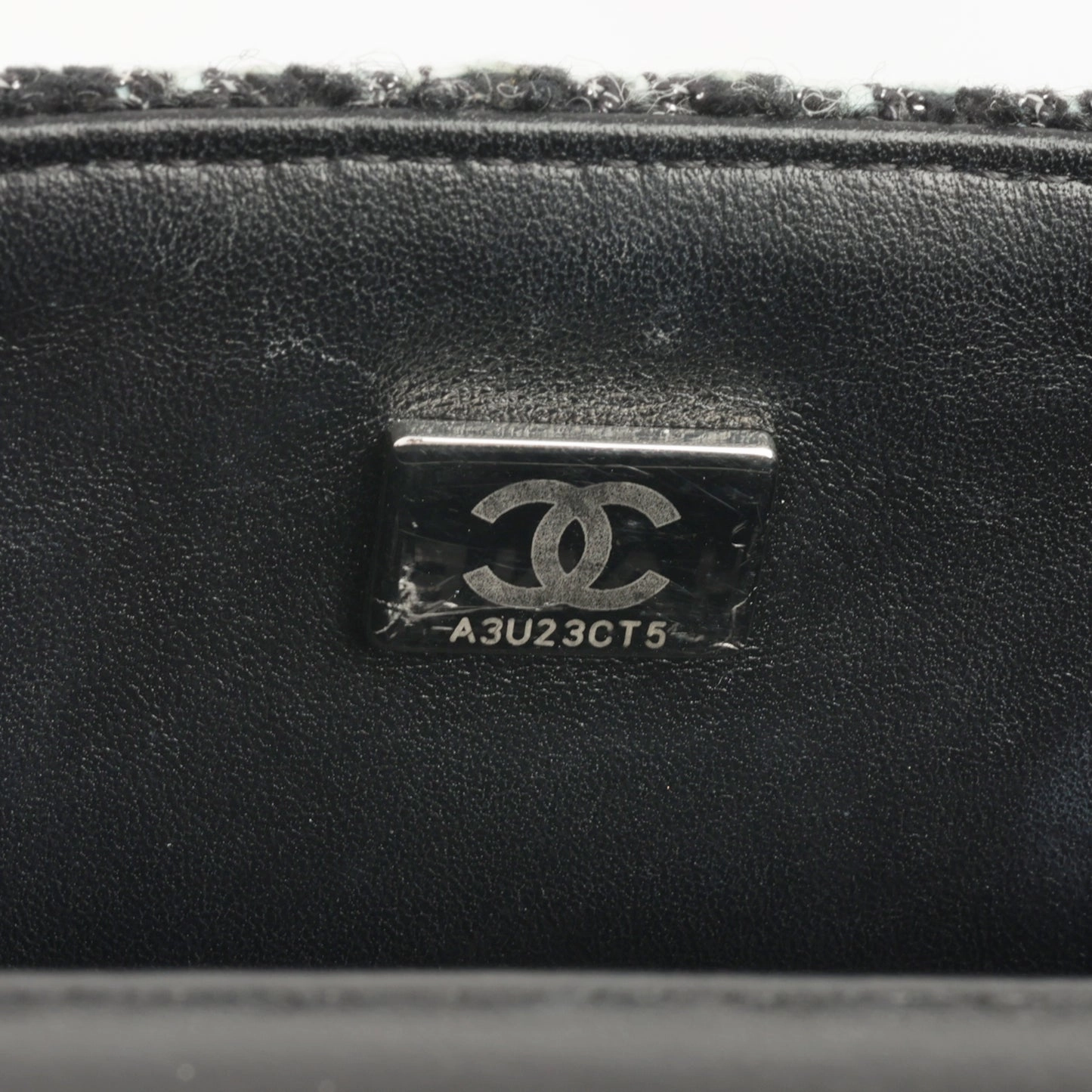 Chanel - Classic Flap Bag - Mini Rectangular - Mixed Black / Light Blue Tweed SHW - Pre-Loved