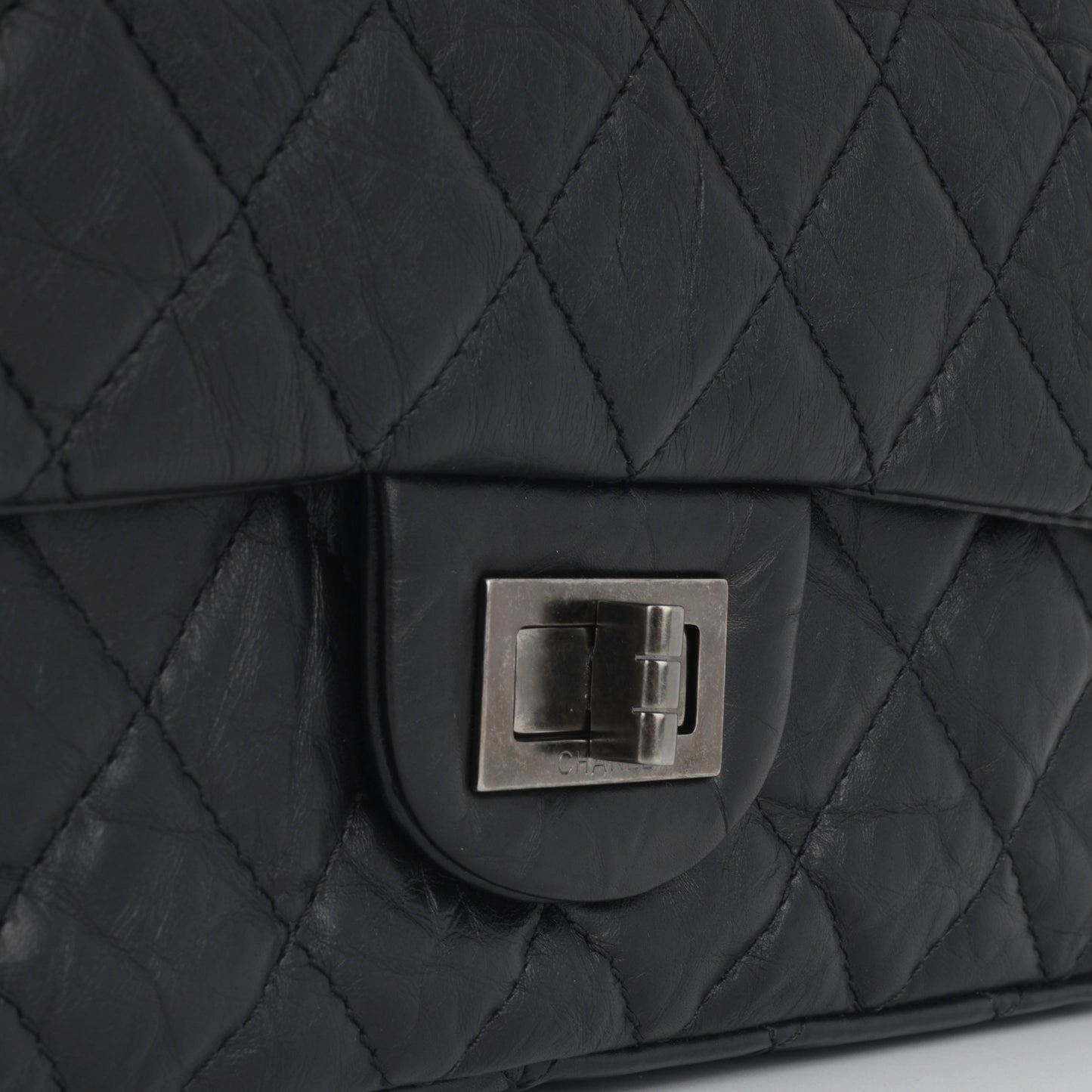 Chanel - Maxi 2.55 Handbag - Black Quilted Aged Calfskin RHW - 2011 - Pre-loved