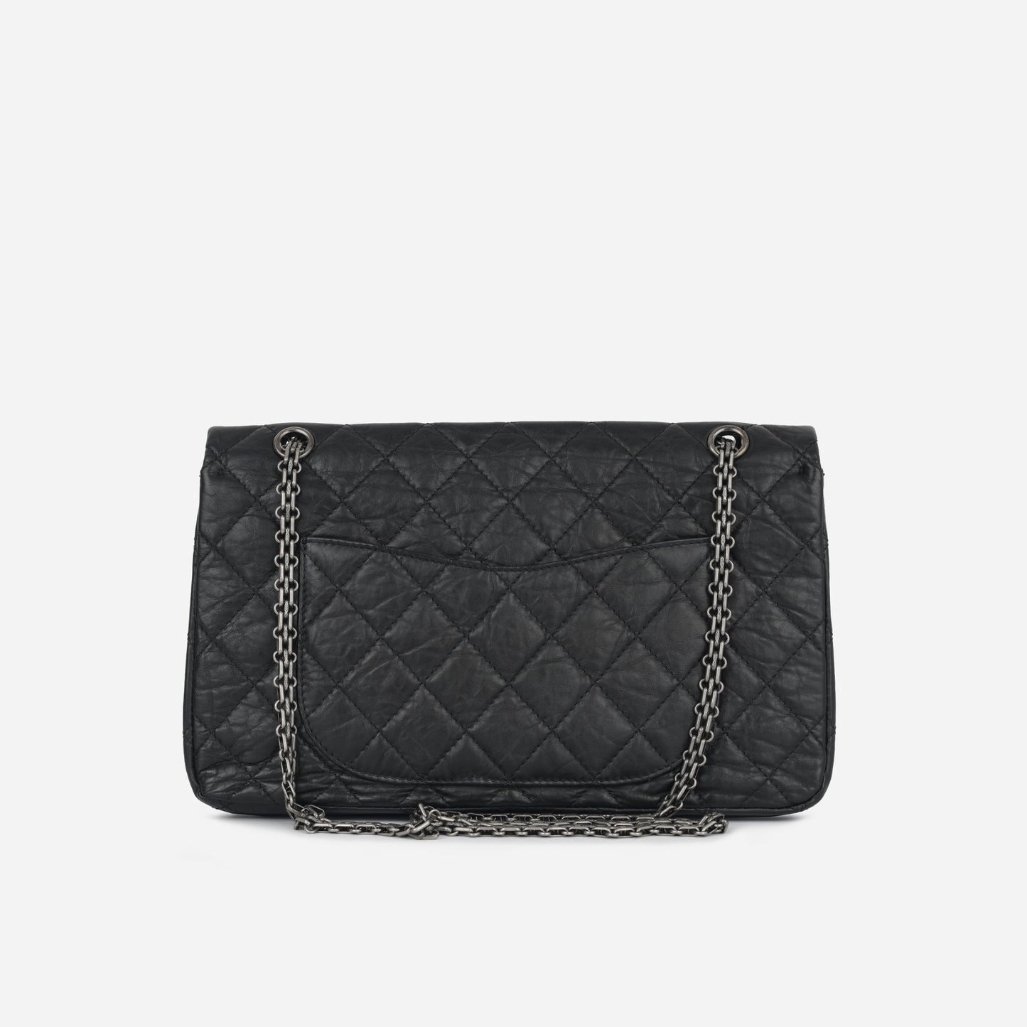 Chanel - Maxi 2.55 Handbag - Black Quilted Aged Calfskin RHW - 2011 - Pre-loved