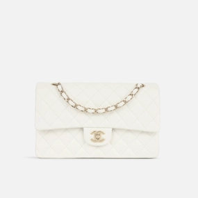 Chanel - Medium Classic Flap - White Quilted Caviar Flap SHW - 2022 - Pre-Loved