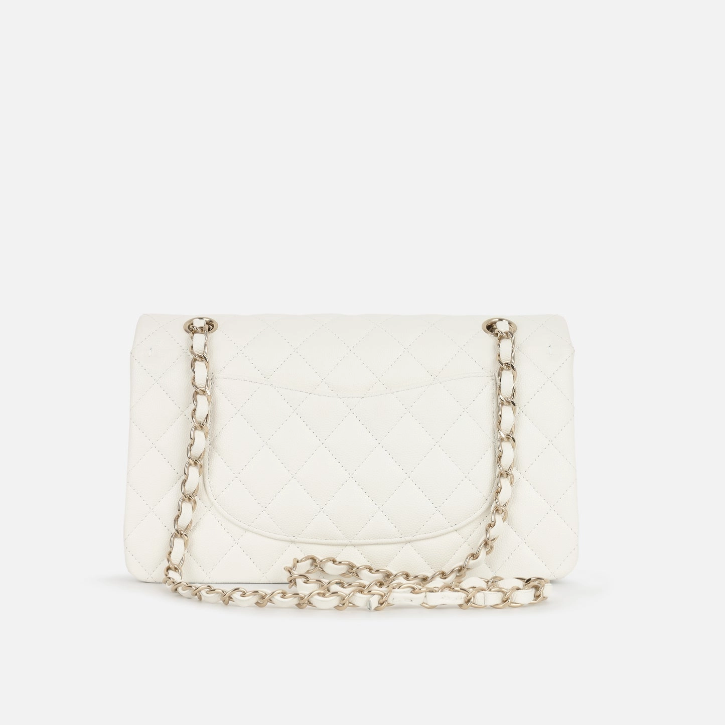 Chanel - Medium Classic Flap - White Quilted Caviar Flap SHW - 2022 - Pre-Loved