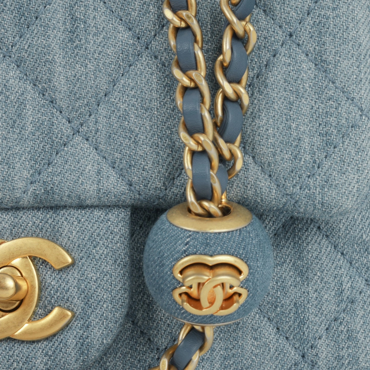 Chanel - Mini Square Pearl Crush - Blue Denim AGHW - Pre-Loved