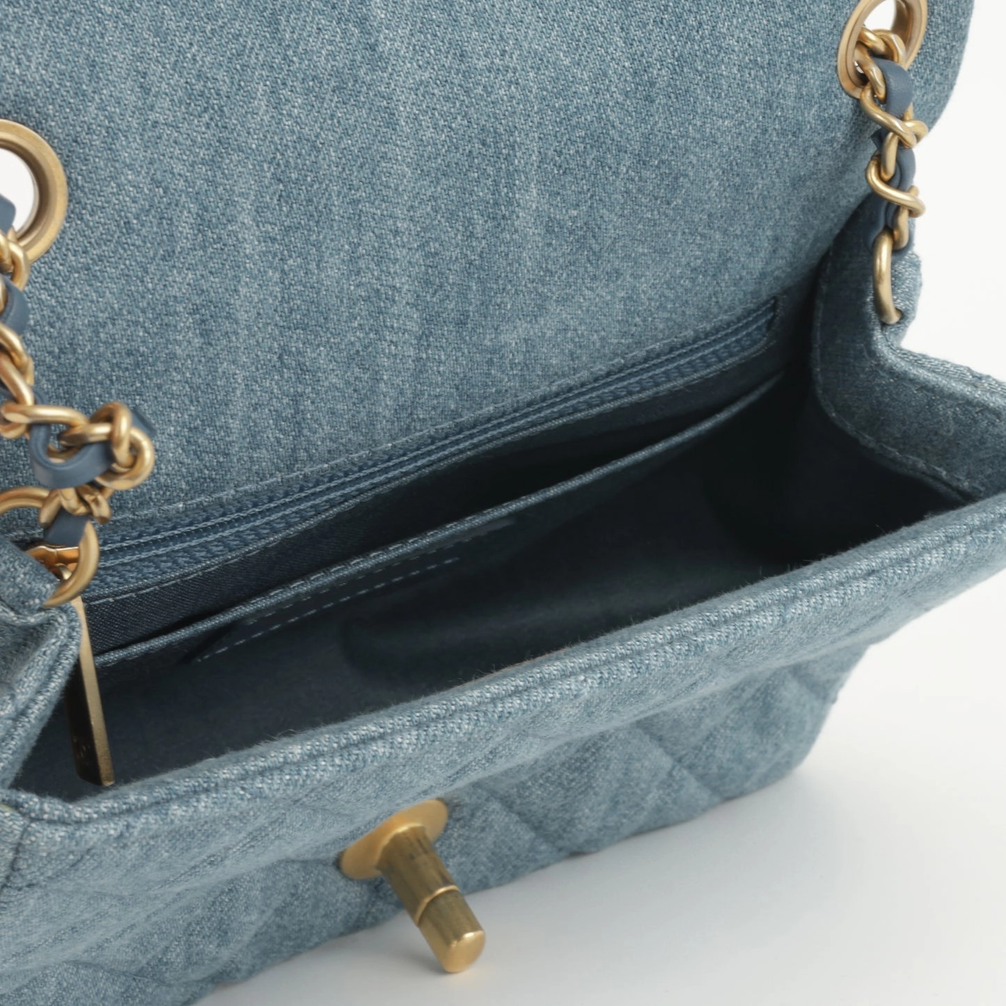Chanel - Mini Square Pearl Crush - Blue Denim AGHW - Pre-Loved