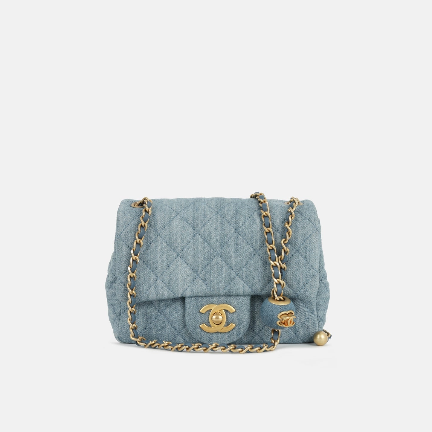 Chanel - Mini Square Pearl Crush - Blue Denim AGHW - Pre-Loved