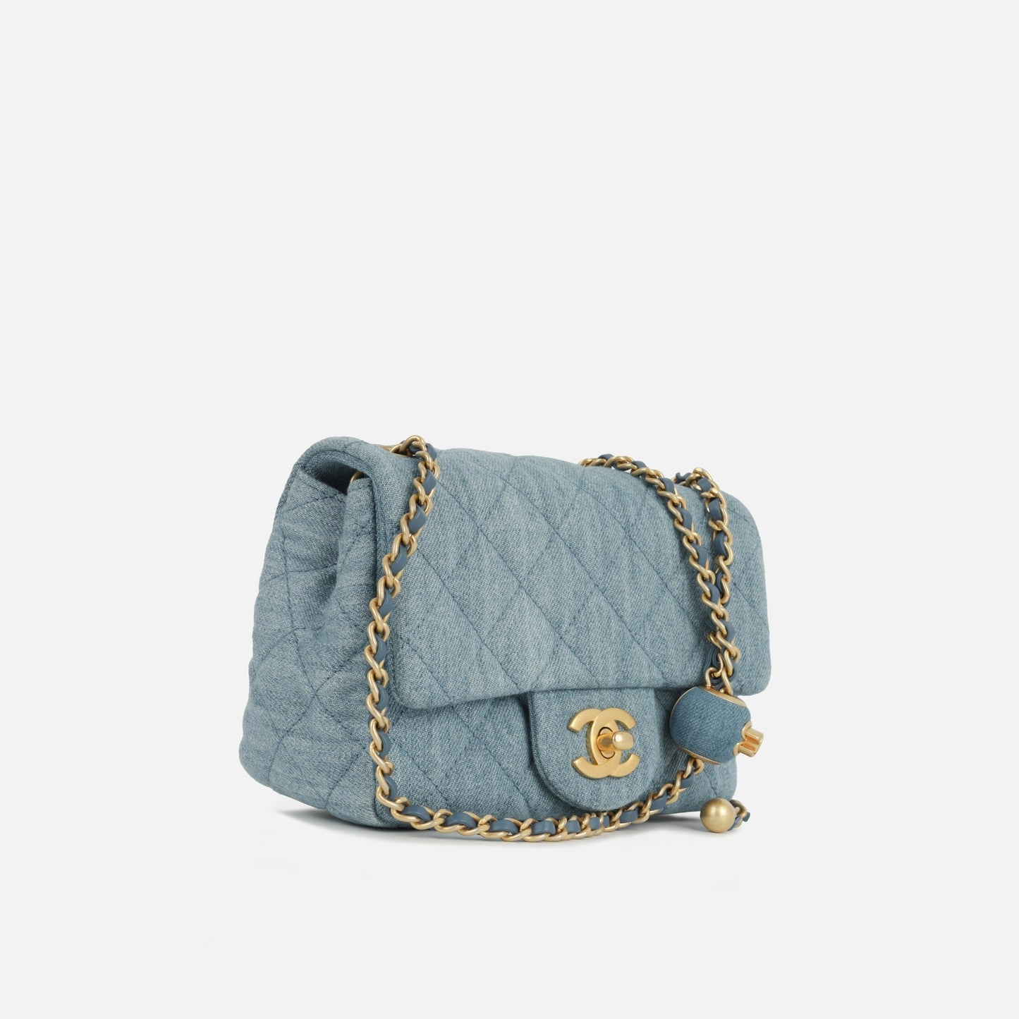 Chanel - Mini Square Pearl Crush - Blue Denim AGHW - Pre-Loved