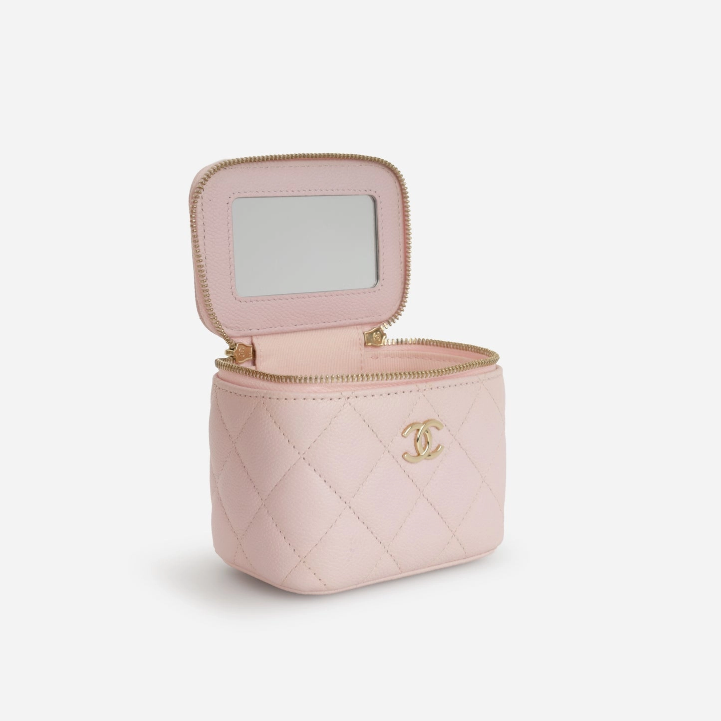 Chanel - Mini Vanity on Chain - Light Pink Lambskin CGHW - Pre-Loved - 2022