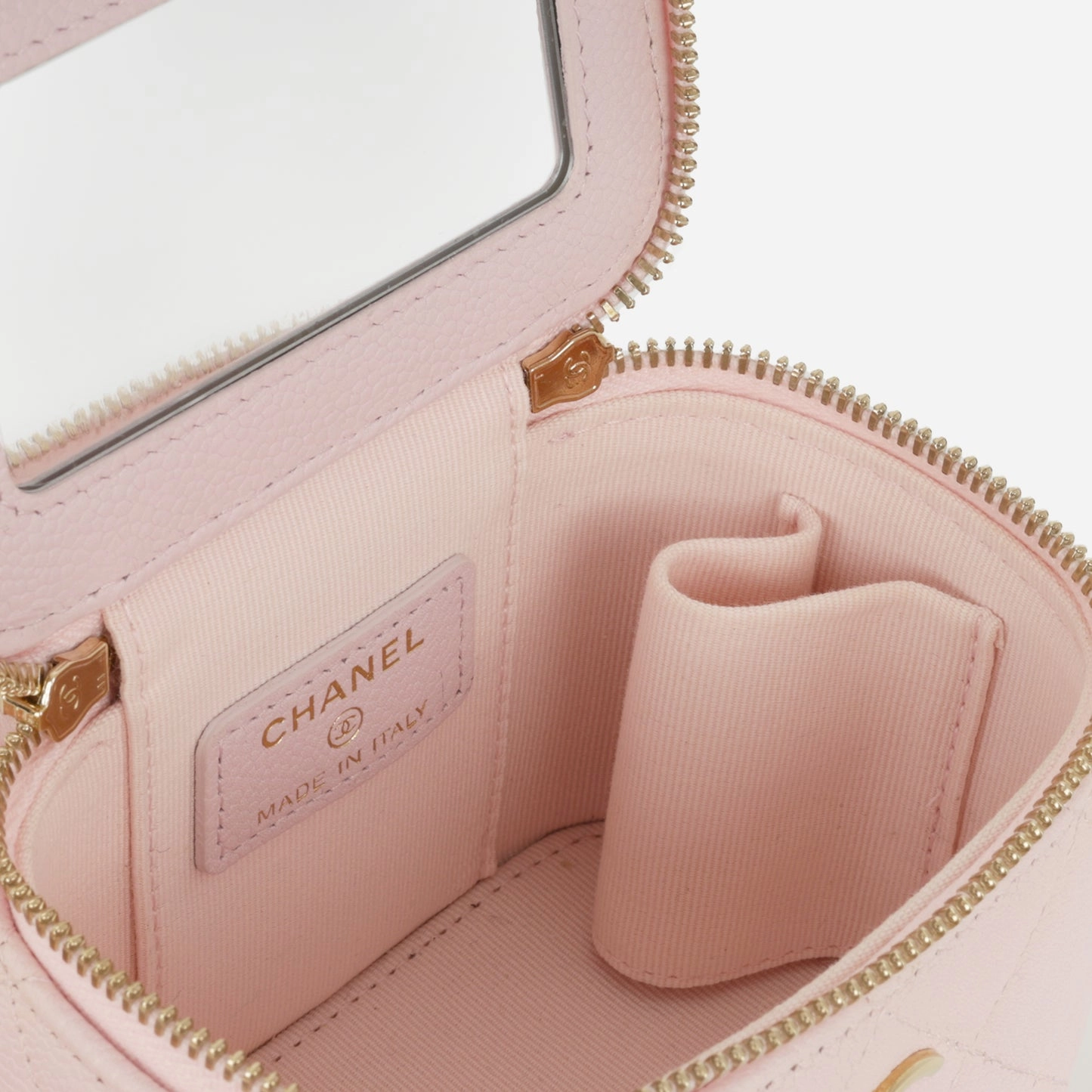 Chanel - Mini Vanity on Chain - Light Pink Lambskin CGHW - Pre-Loved - 2022