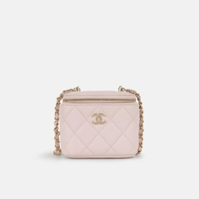 Chanel - Mini Vanity on Chain - Light Pink Lambskin CGHW - Pre-Loved - 2022