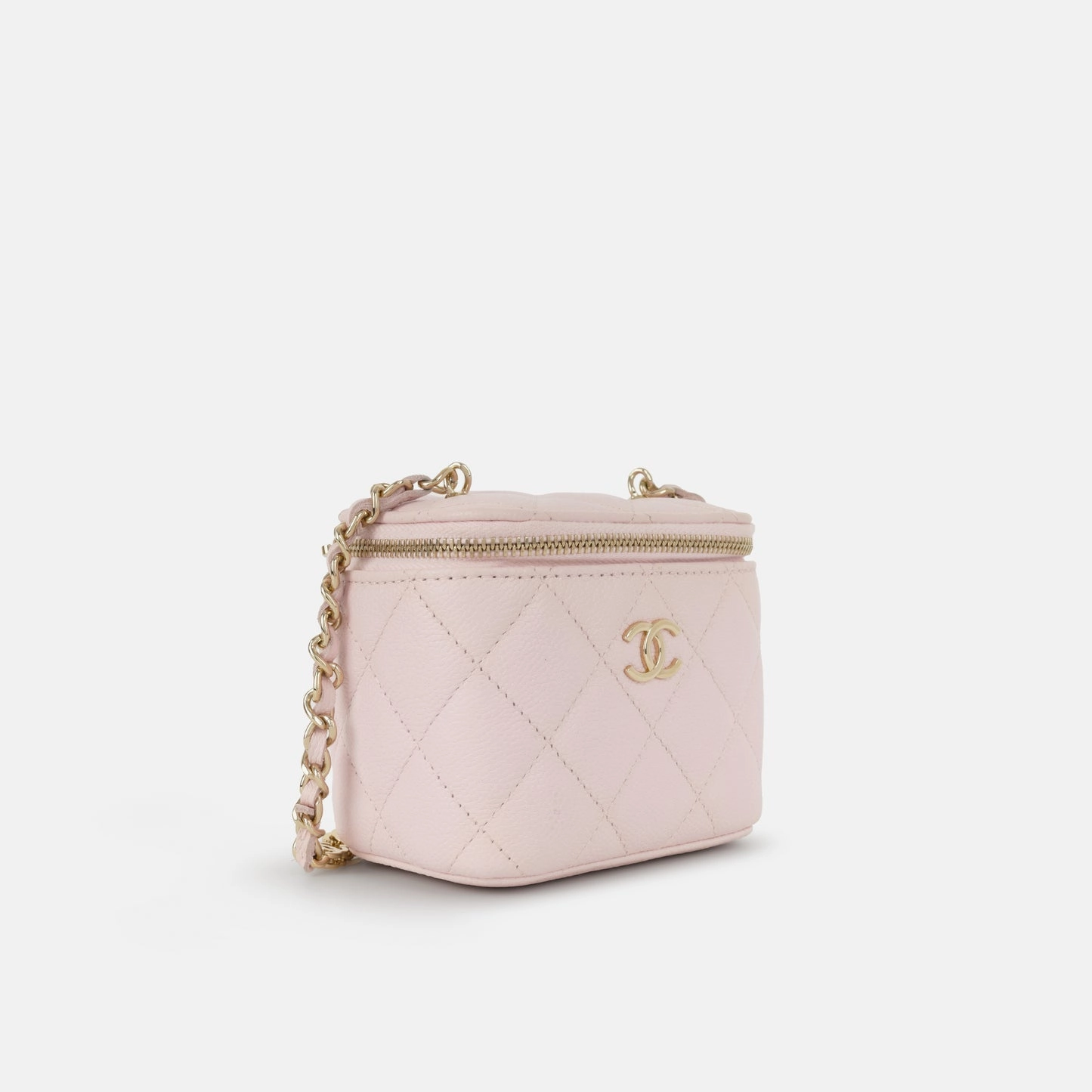 Chanel - Mini Vanity on Chain - Light Pink Lambskin CGHW - Pre-Loved - 2022