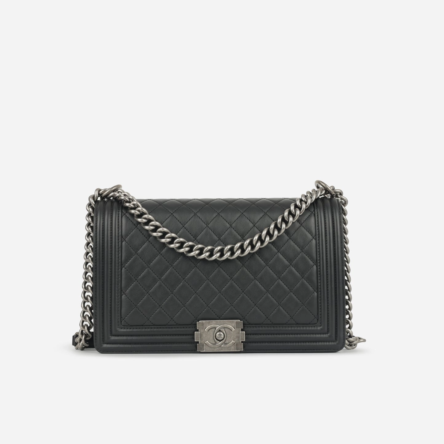 Chanel - New Medium Boy Bag - Black Lambskin RHW - 2019 - Pre-Loved