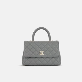 Chanel - Small Coco Handle Bag - Dark Grey Caviar CGHW - Pre-Loved