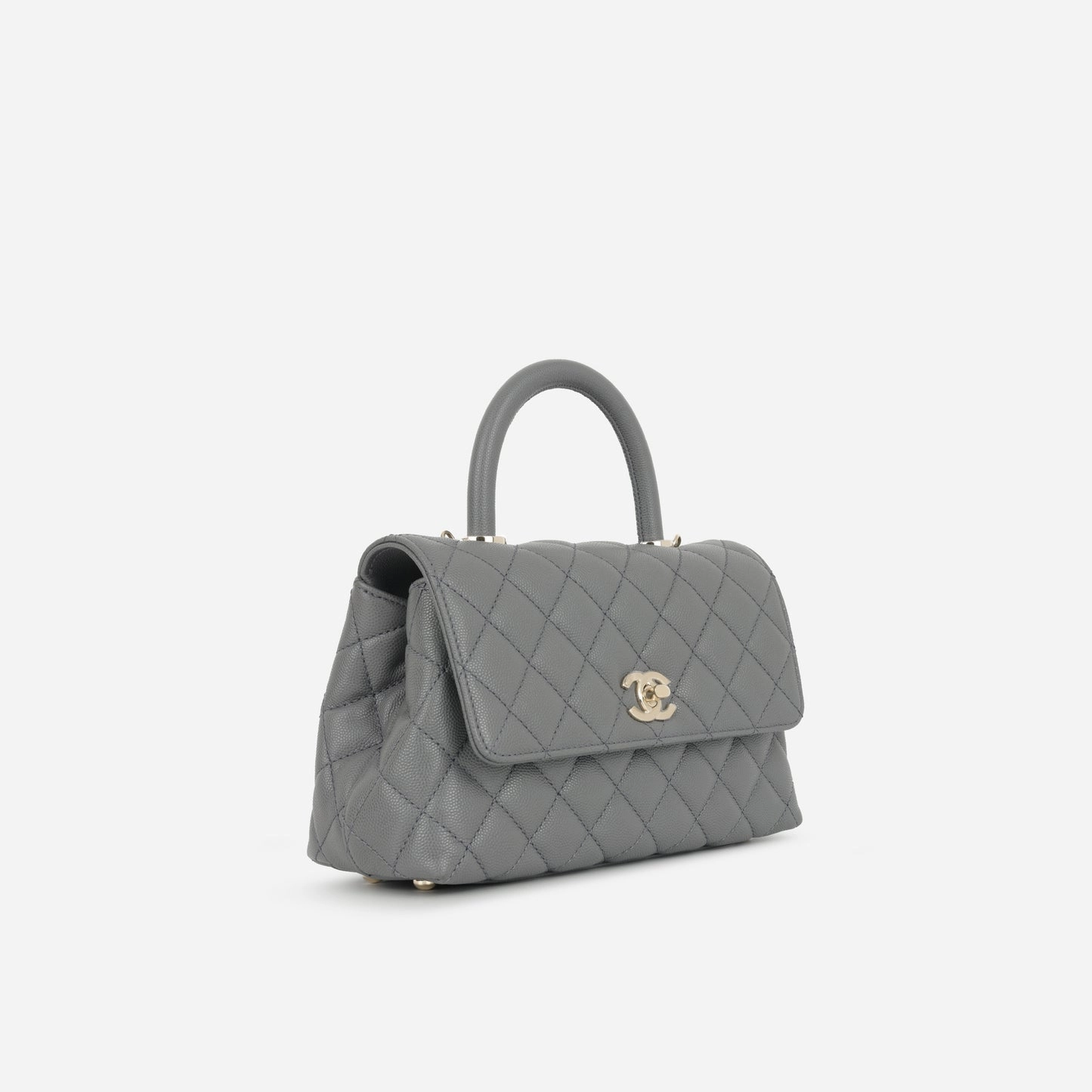 Chanel - Small Coco Handle Bag - Dark Grey Caviar CGHW - Pre-Loved