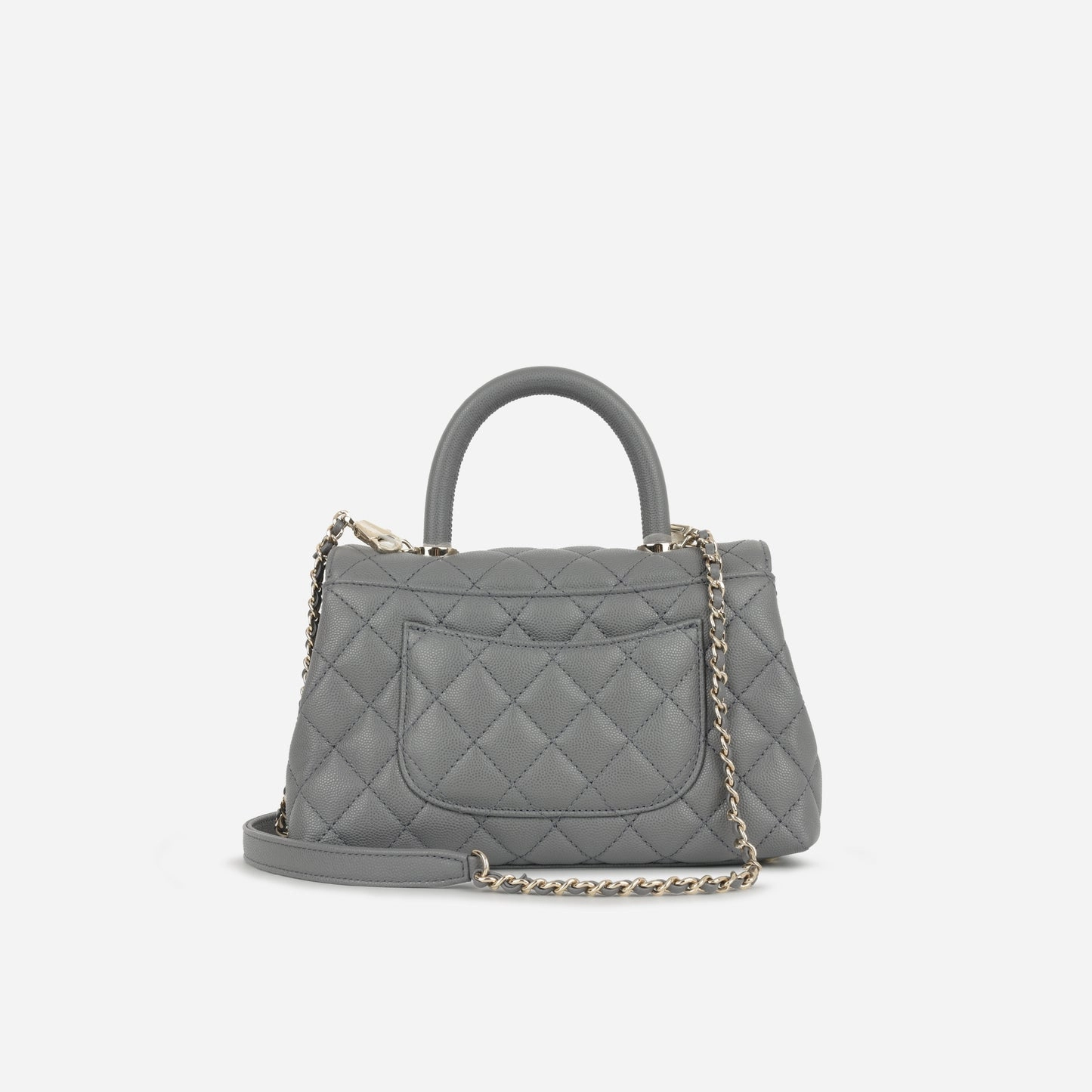 Chanel - Small Coco Handle Bag - Dark Grey Caviar CGHW - Pre-Loved