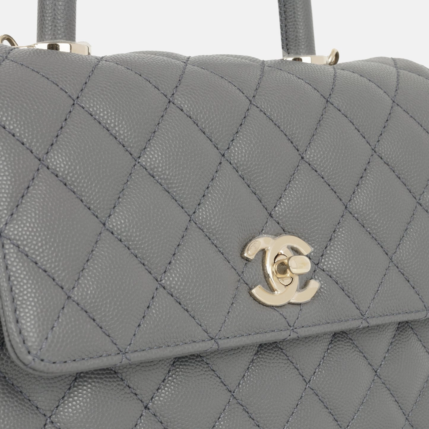 Chanel - Small Coco Handle Bag - Dark Grey Caviar CGHW - Pre-Loved