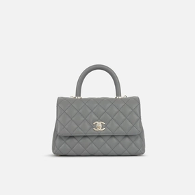Chanel - Small Coco Handle Bag - Dark Grey Caviar CGHW - Pre-Loved