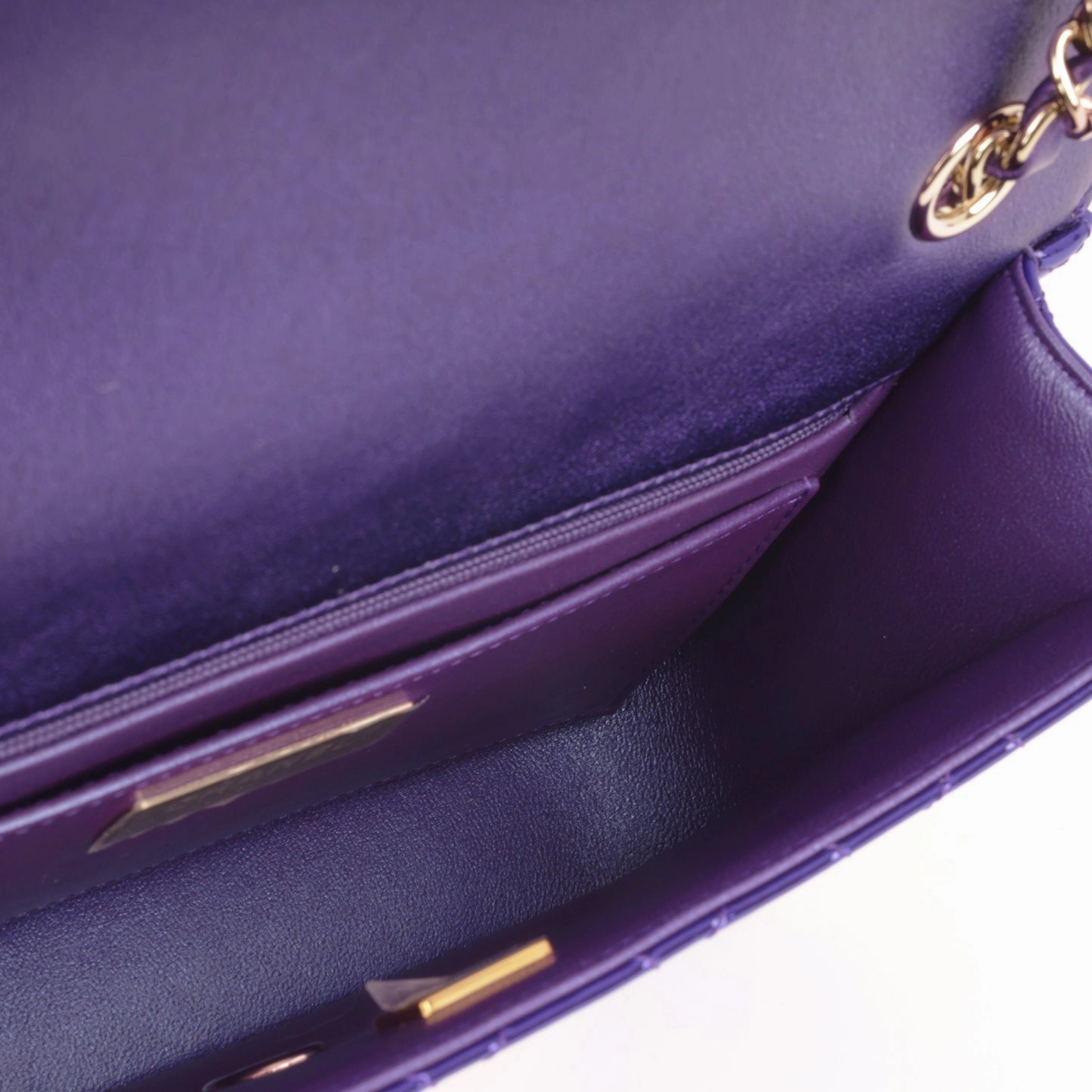 Chanel - Small Seasonal Flap W/Star Pouch - Metallic Purple Patent CGHW - Pre-Loved