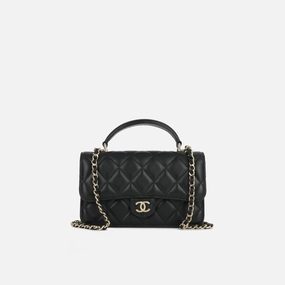 Chanel - Top Handle Phone Holder - Black Lambskin CGHW - Pre-Loved