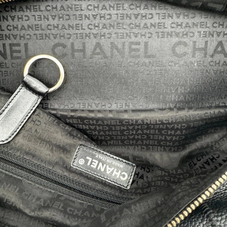 Chanel Black Leather Shoulder Bag Medium Size