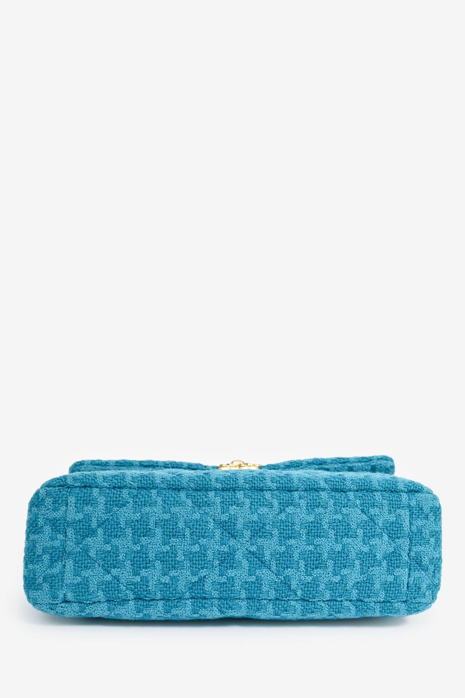 Chanel Blue Houndstooth Tweed Large 19 Flap Shoulder Bag