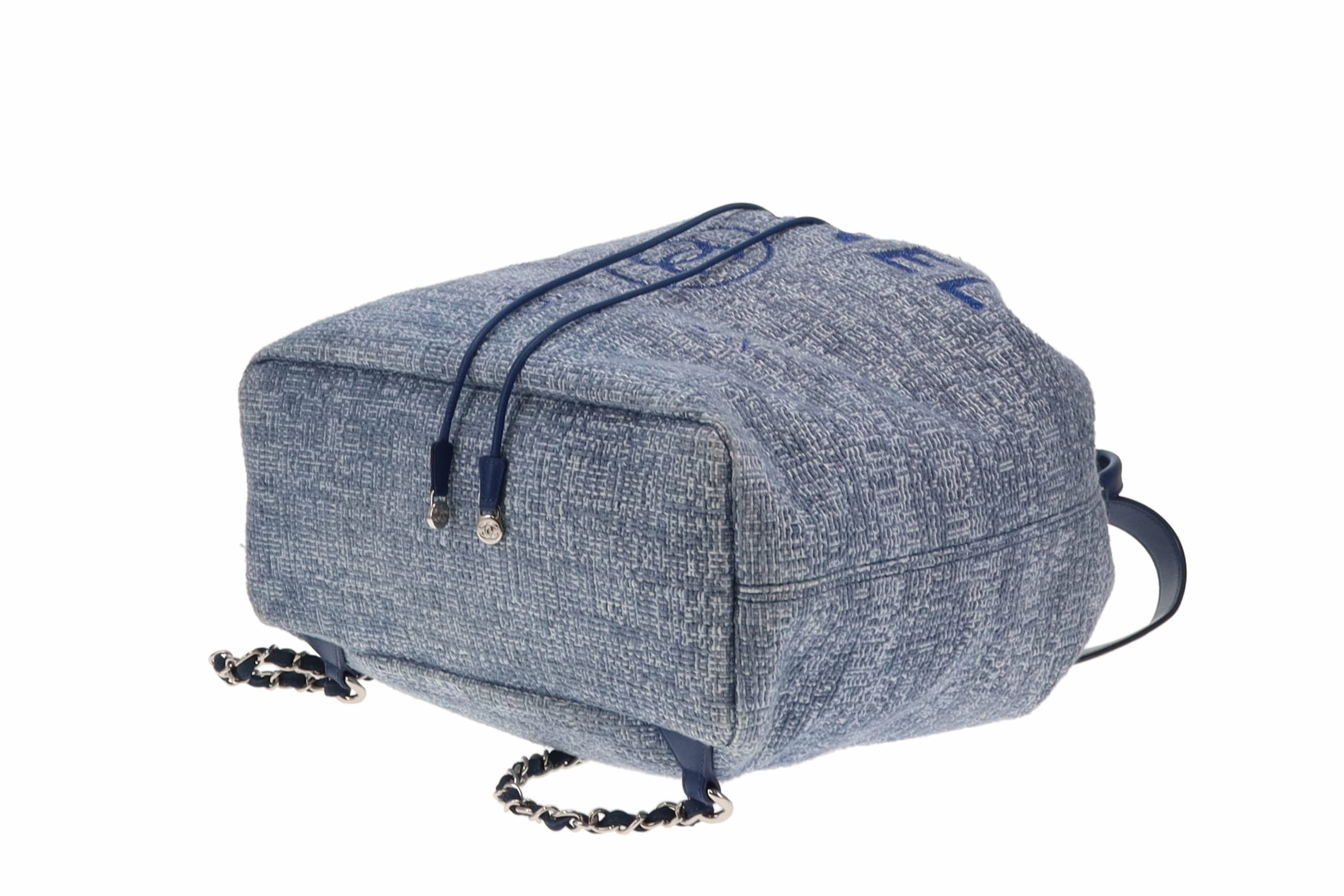 Chanel Blue Tweed and Leather Deauville Drawstring Backpack 2018