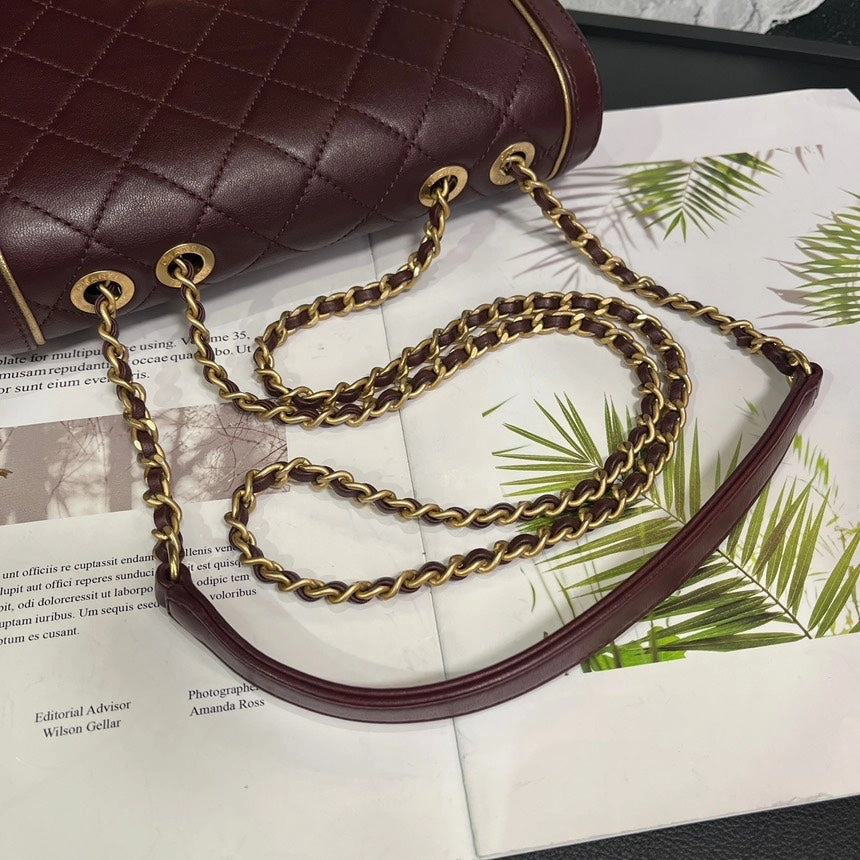 Chanel Bordeaux Red LeBoy Enamel Buckle Crossbody Bag Size 21x13x5