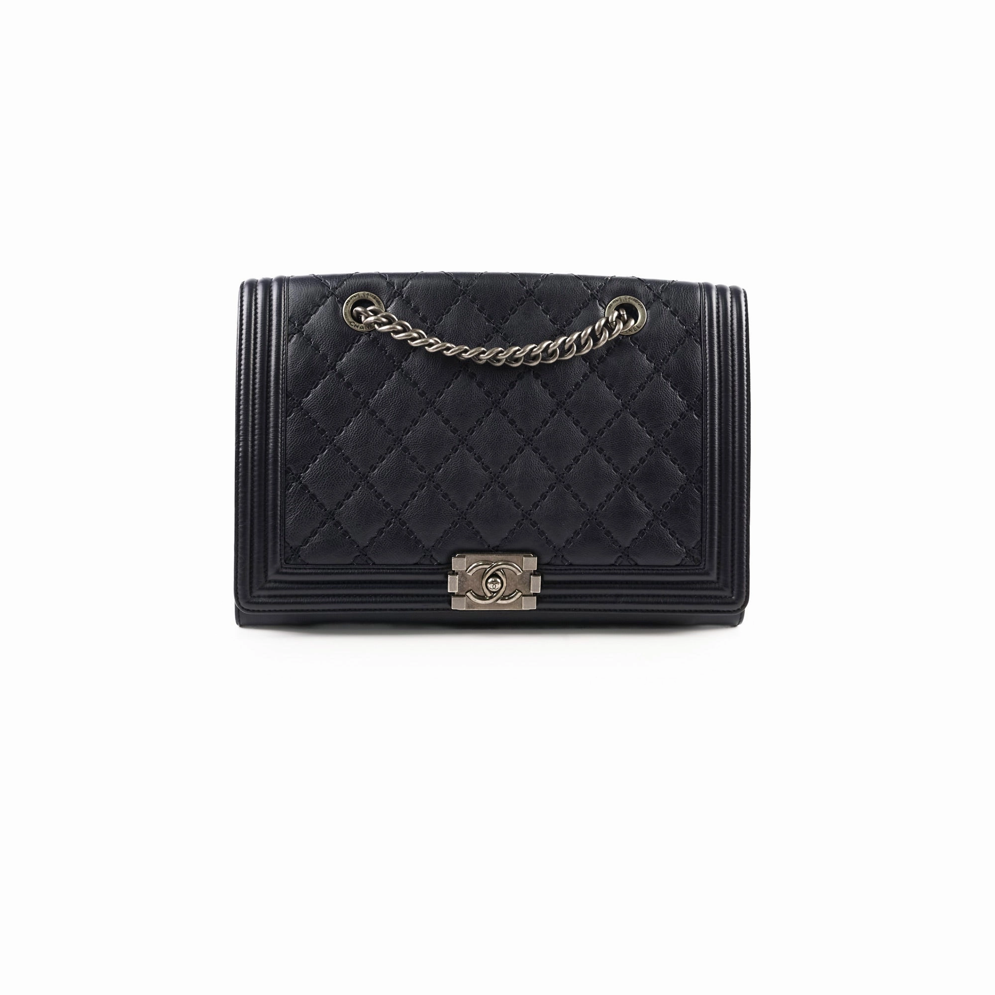Chanel Boy 2-way Chain Tote Bag Navy