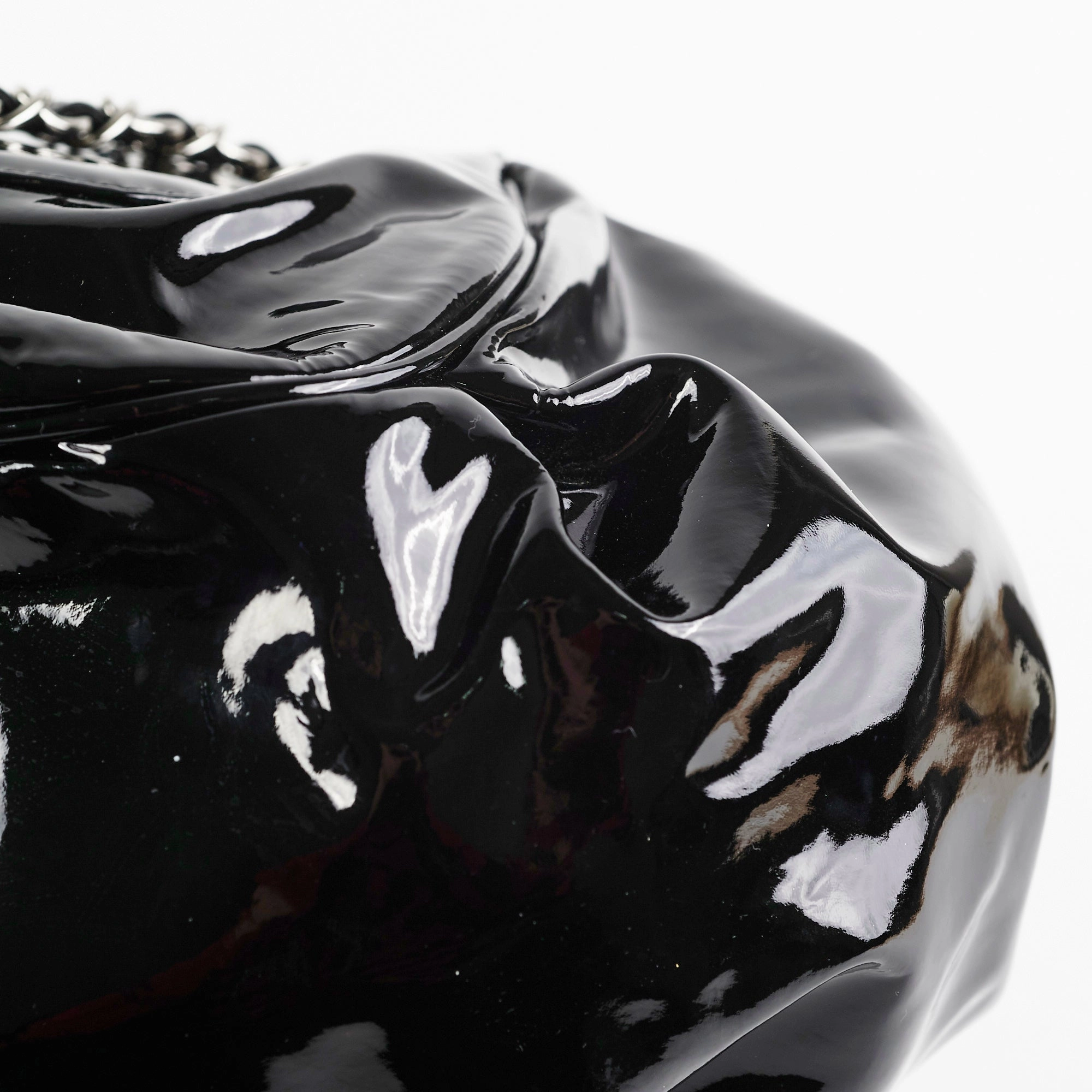 Chanel Camelia Patent Leather Tote Bag Black