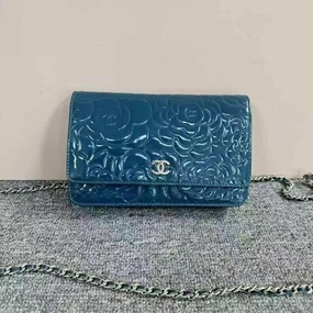 Chanel Camellia Embossed Teal Leather Crossbody Bag BCQ