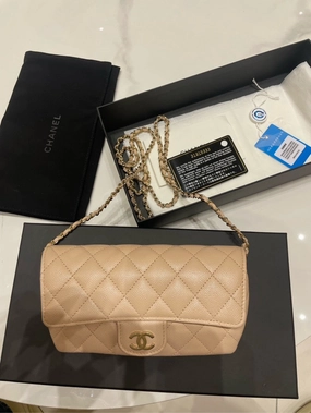 Chanel Caviar Classic Flap Beige Shoulder Bag