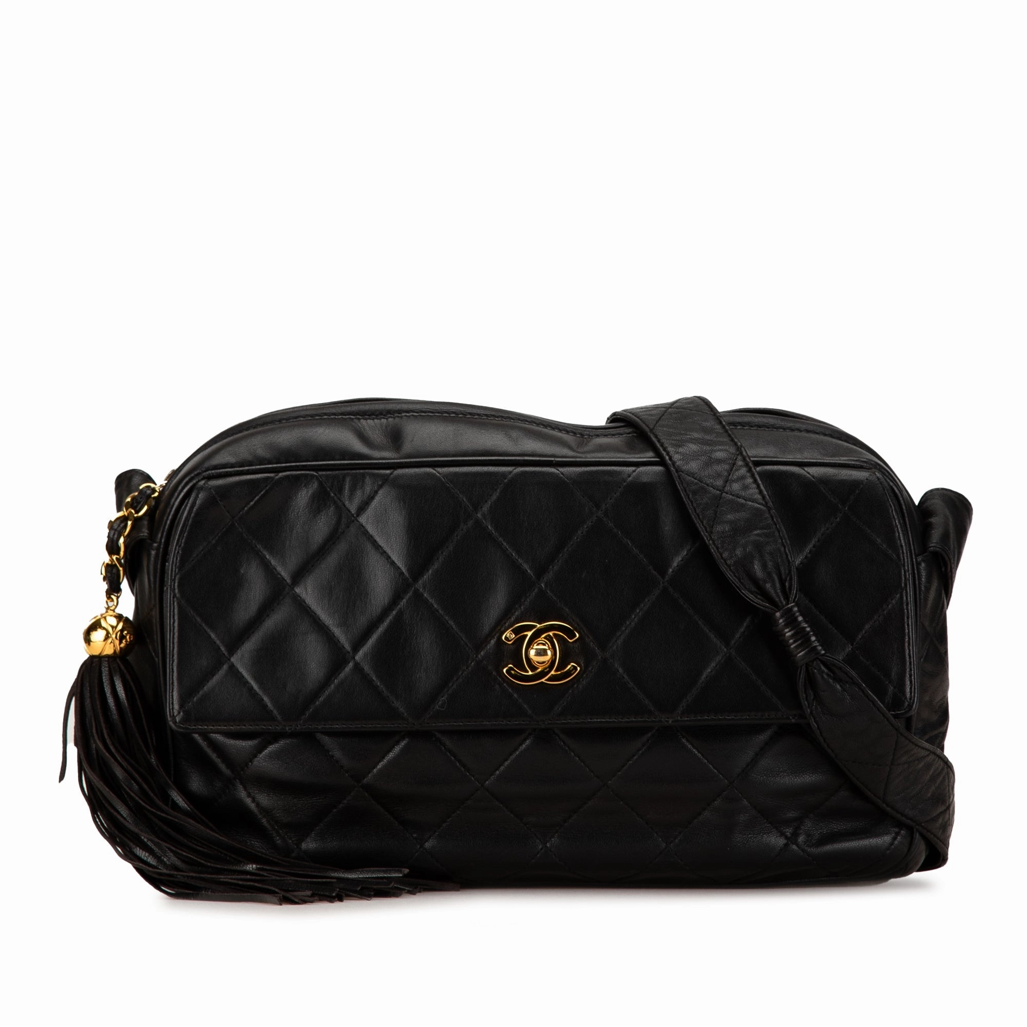 Chanel CC Quilted Lambskin Tassel Crossbody (21054)