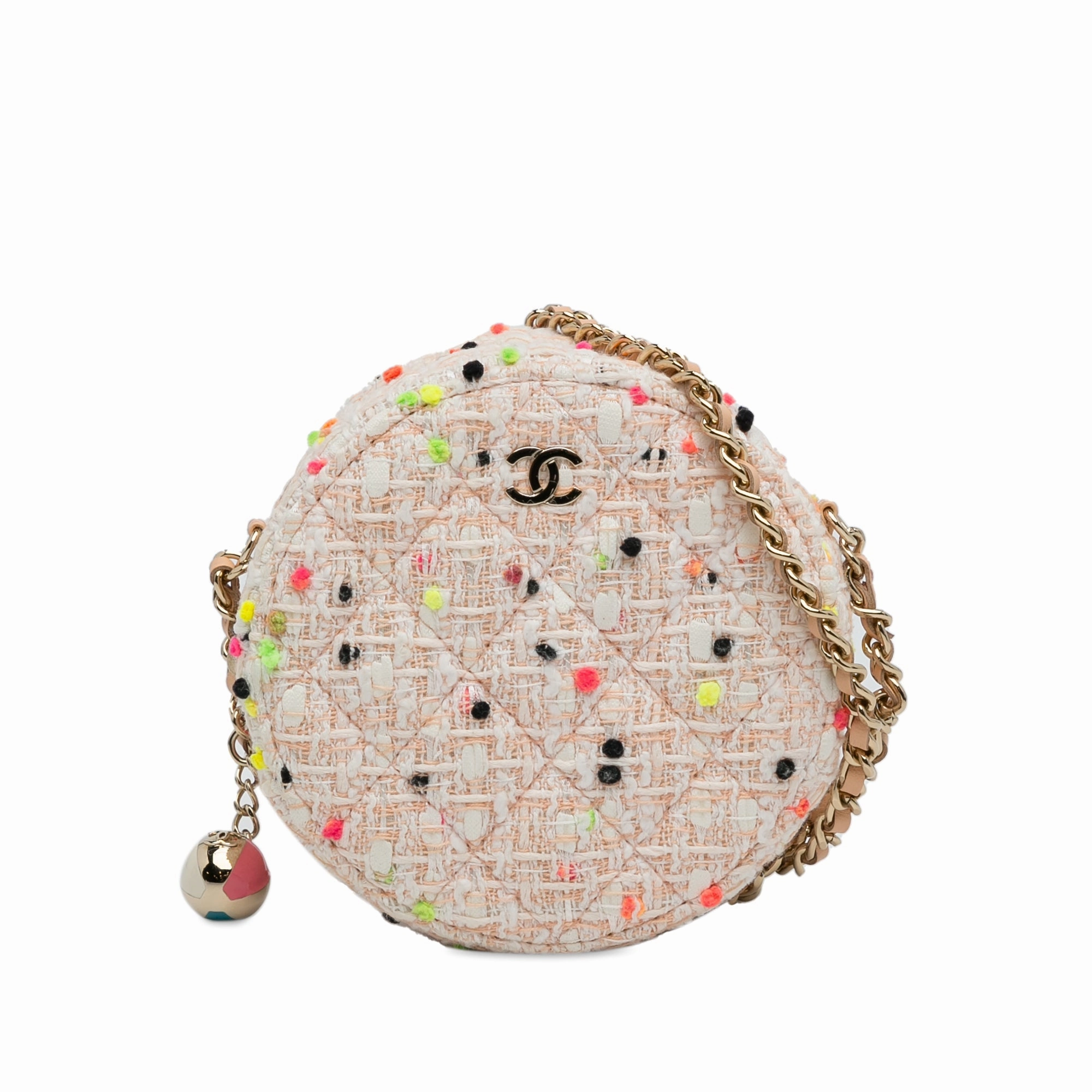 Chanel Cc Round Tweed Crossbody Bag