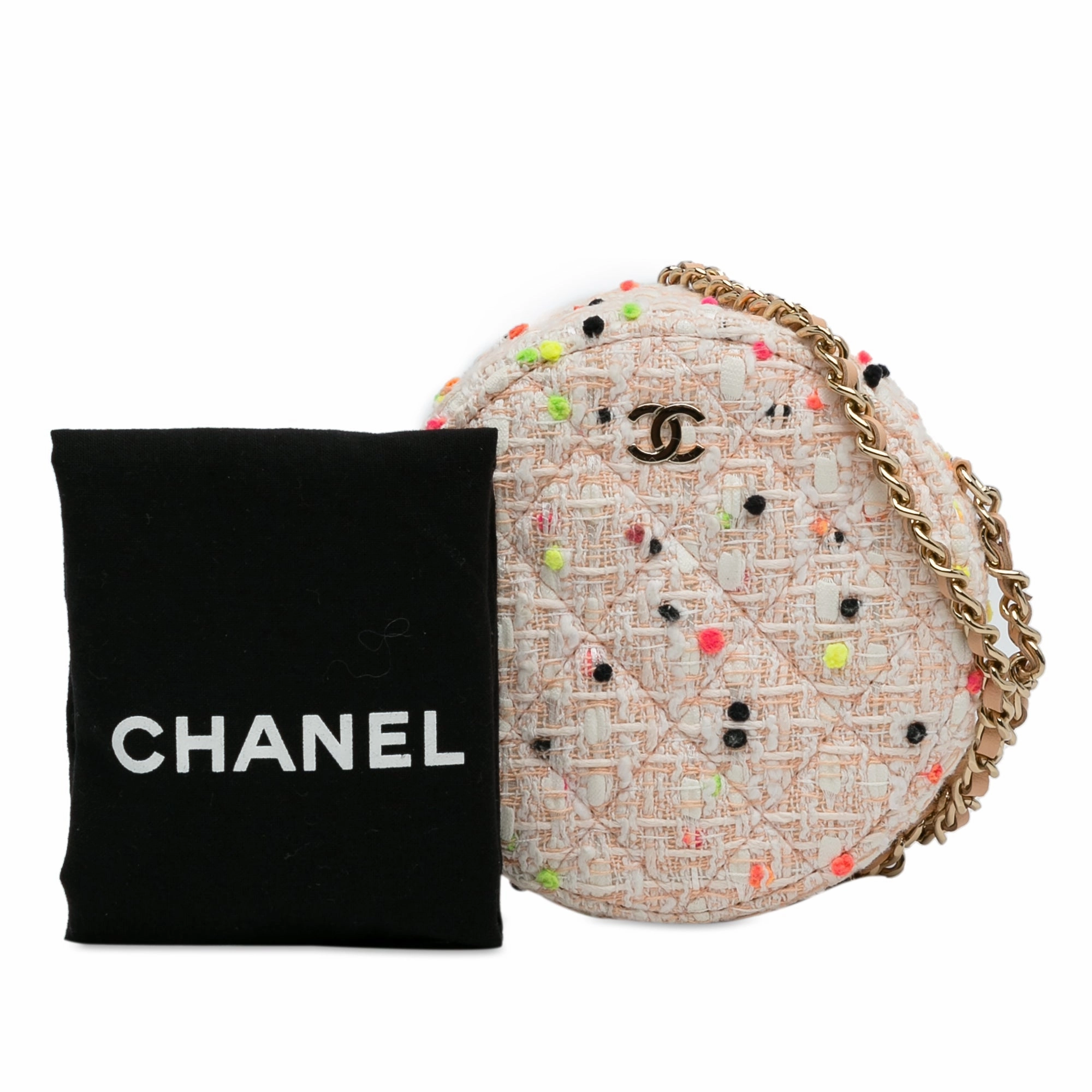 Chanel Cc Round Tweed Crossbody Bag