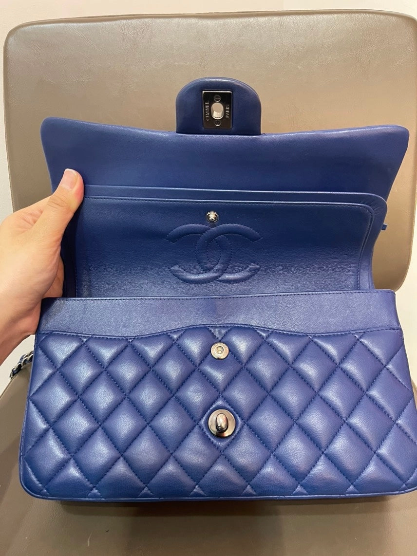 Chanel CF Medium Lambskin Shoulder Bag in Navy Blue