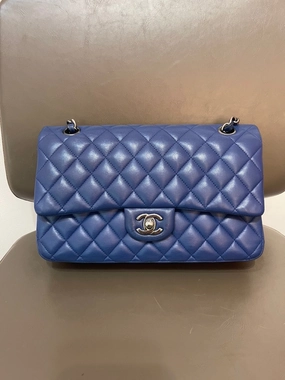 Chanel CF Medium Lambskin Shoulder Bag in Navy Blue