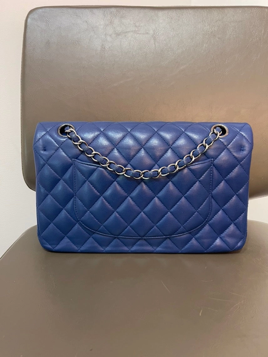 Chanel CF Medium Lambskin Shoulder Bag in Navy Blue