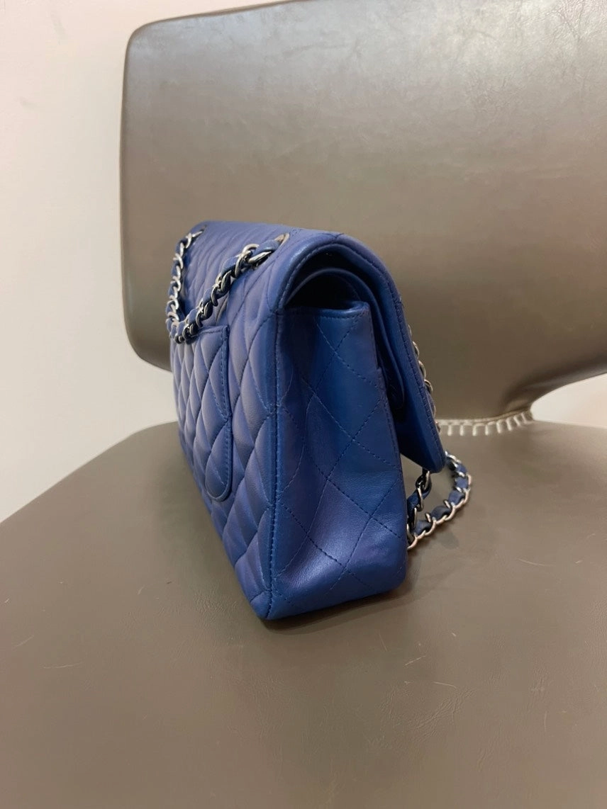 Chanel CF Medium Lambskin Shoulder Bag in Navy Blue